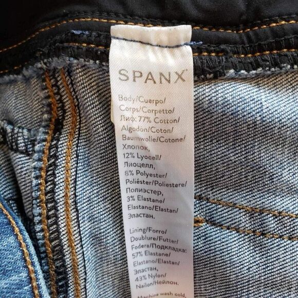 Spanx Jeans Women's Size Small Elastic Waistband Mid Rise Stretch Light Wash - Picture 7 of 12